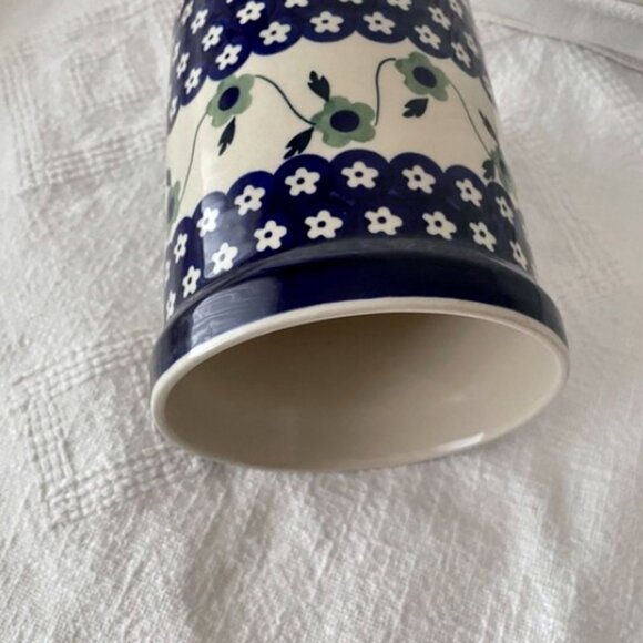 Boleslaweic Polish Pottery Floral Ceramic Utensil Holder Handmade - Picture 6 of 11